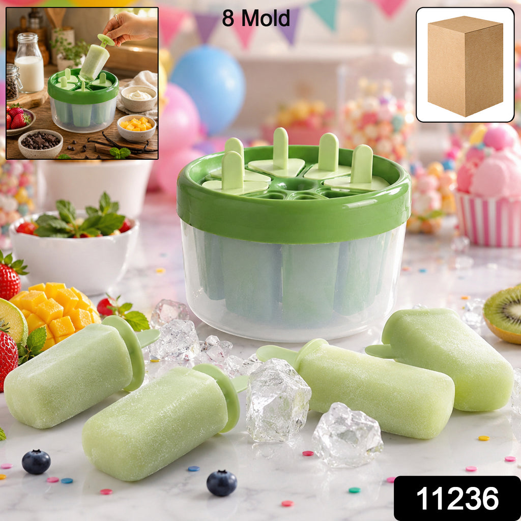 Plastic Ice Candy Popsicle Maker (8 Mold  1 Set)
