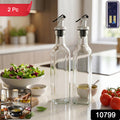 Glass Oil Dispenser Bottle Transparent Leak Proof Olive Oil Vinegar (2 Pc Set)
